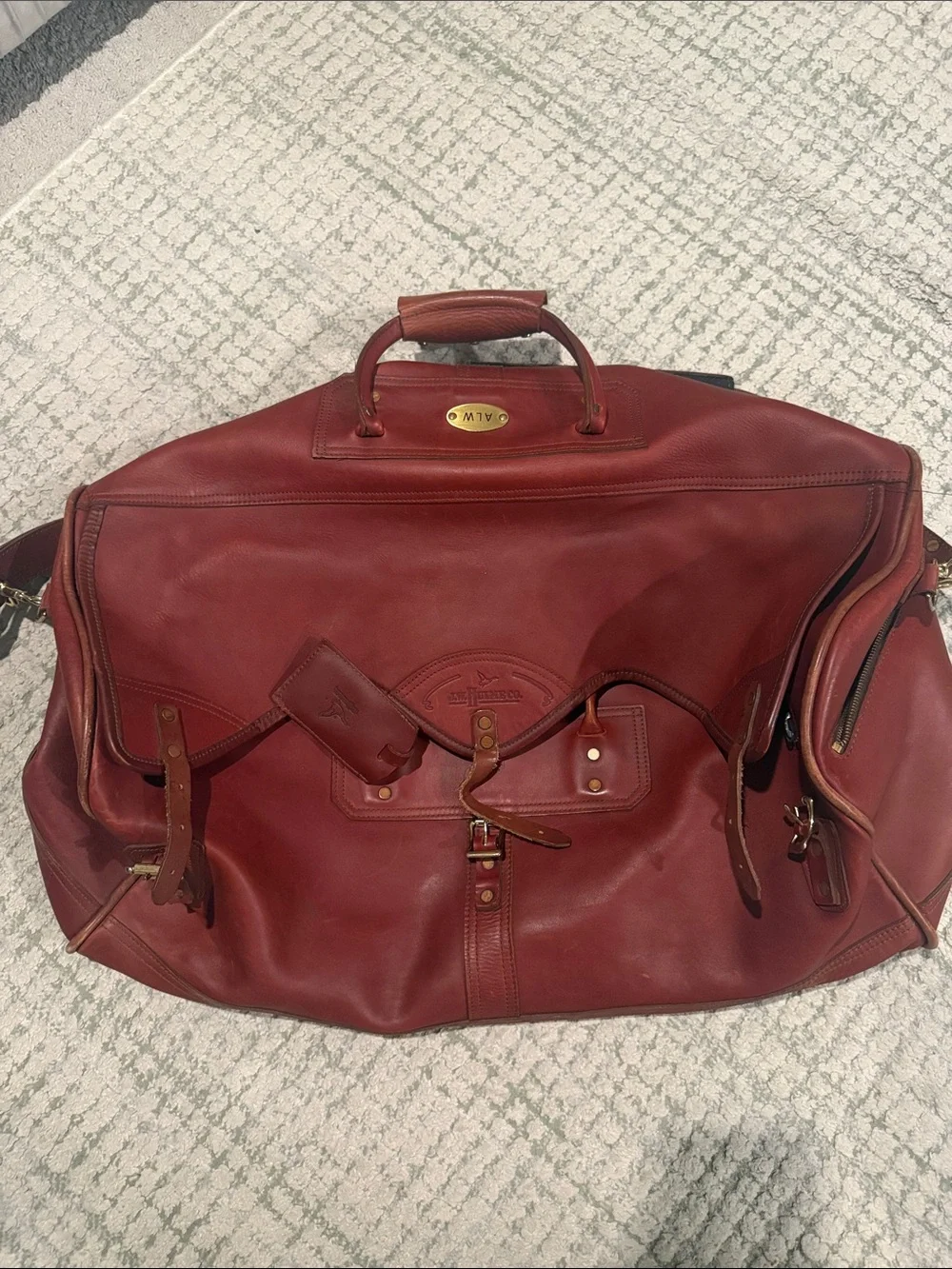 J.W. Hulme Co. Men’s Leather Duffle Bag in Cognac Brown